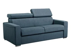 Vente-unique Sofá*Sofá-cama em tecido com assento de memória de forma 140 ripas largas 16cm memória de forma VIZIR Azul