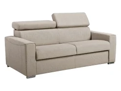 Vente-unique Sofá*Sofá-cama em tecido com assento de memória de forma 140 ripas largas 14cm memória de forma VIZIR Bege