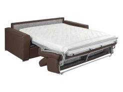 Vente-unique Sofá*Sofá-cama em tecido marrom assento memória de forma 160 ripas largas 14cm memória de forma VIZIR Castanho chocolate