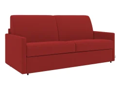 Vente-unique Sofá*Sofá-cama em tecido assento com assento de memória de forma 160 cm ripas largas 14 cm CALIFE Vermelho