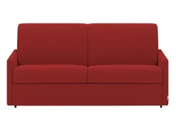 Vente-unique Sofá*Sofá-cama em tecido assento com assento de memória de forma 160 cm ripas largas 14 cm CALIFE Vermelho
