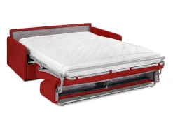 Vente-unique Sofá*Sofá-cama em tecido assento com assento de memória de forma 160 cm ripas largas 14 cm CALIFE Vermelho