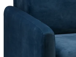 Vente-unique Sofá*Sofá-cama em veludo azul noite assento com assento de memória de forma 140 cm colchão 22 cm CALIFE Azul escuro