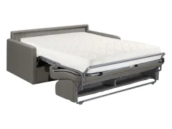 Vente-unique Sofá*Sofá-cama em veludo cinza assento com assento de memória de forma 140 cm colchão 18 cm CALIFE Cinza antracite