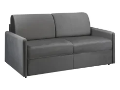 Vente-unique Sofá*Sofá-cama em veludo cinza assento com assento de memória de forma 140 cm colchão 18 cm CALIFE Cinza antracite