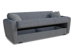 Sofá-cama Escobar, sofá-cama contêiner linear de 3 lugares, Sofá da sala em tecido acolchoado com abertura click-clack, 223x84xh80 cm, Cinza^Dmora Outlet