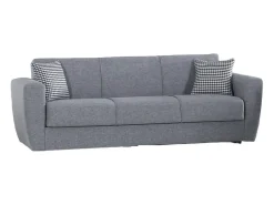 Sofá-cama Escobar, sofá-cama contêiner linear de 3 lugares, Sofá da sala em tecido acolchoado com abertura click-clack, 223x84xh80 cm, Cinza^Dmora Outlet