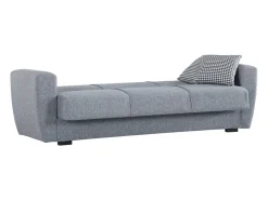 Sofá-cama Escobar, sofá-cama contêiner linear de 3 lugares, Sofá da sala em tecido acolchoado com abertura click-clack, 223x84xh80 cm, Cinza^Dmora Outlet