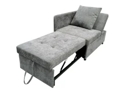 Sofá-cama estofado 177x68x65 cm - Sofá-cama multifuncional 3 em 1 - Linho - Encosto ajustável - Cinza claro^ModernLuxe New