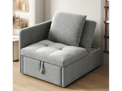 Sofá-cama estofado 177x68x65 cm - Sofá-cama multifuncional 3 em 1 - Linho - Encosto ajustável - Cinza claro^ModernLuxe New