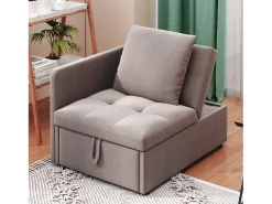 Sofá-cama estofado 177x68x65 cm - Sofá-cama multifuncional 3 em 1 - Linho - Encosto ajustável - Cinza^ModernLuxe Sale