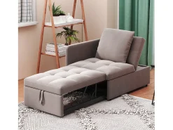 Sofá-cama estofado 177x68x65 cm - Sofá-cama multifuncional 3 em 1 - Linho - Encosto ajustável - Cinza^ModernLuxe Sale