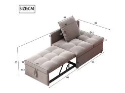 Sofá-cama estofado 177x68x65 cm - Sofá-cama multifuncional 3 em 1 - Linho - Encosto ajustável - Cinza^ModernLuxe Sale