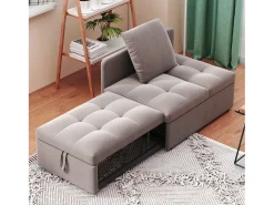 Sofá-cama estofado 177x68x65 cm - Sofá-cama multifuncional 3 em 1 - Linho - Encosto ajustável - Cinza^ModernLuxe Sale