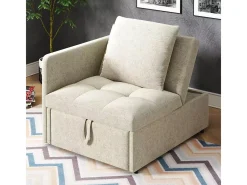 Sofá-cama estofado 177x68x65 cm - Sofá-cama multifuncional 3 em 1 - Linho - Encosto ajustável -^ModernLuxe Discount