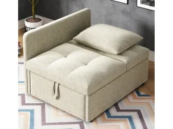 Sofá-cama estofado 177x68x65 cm - Sofá-cama multifuncional 3 em 1 - Linho - Encosto ajustável -^ModernLuxe Discount