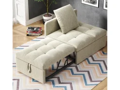 Sofá-cama estofado 177x68x65 cm - Sofá-cama multifuncional 3 em 1 - Linho - Encosto ajustável -^ModernLuxe Discount
