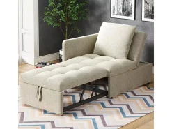 Sofá-cama estofado 177x68x65 cm - Sofá-cama multifuncional 3 em 1 - Linho - Encosto ajustável -^ModernLuxe Discount
