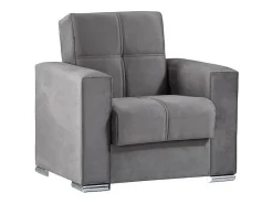 Sofá-cama Jose, Poltrona de armazenamento para sala conversível em cama, Poltrona relaxante em tecido acolchoado com abertura click-clack, 94x85h91 cm, Cinza*Dmora Hot