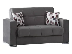 Sofá-cama Manuel, sofá-cama contêiner linear de 2 lugares, Sofá da sala em tecido acolchoado com abertura click-clack, 160x85h91 cm, Cinza*Dmora Clearance