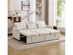 Sofá-cama moderno de 3 lugares com função de cama - 200 x 87 x 84,5 cm - Encosto reclinável a 180° - Tecido - Sofá