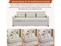 Sofá-cama moderno de 3 lugares com função de cama - 200 x 87 x 84,5 cm - Encosto reclinável a 180° - Tecido - Sofá