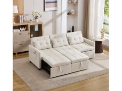 Sofá-cama moderno de 3 lugares com função de cama - 200 x 87 x 84,5 cm - Encosto reclinável a 180° - Tecido - Sofá