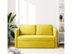 Sofá*Sofá-cama sem pés 122x204x55 cm veludo -escuro PT110468 Amarelo