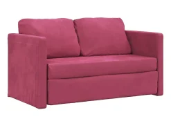 Sofá*Sofá-cama sem pés 122x204x55 cm veludo tinto PT783440 Vermelho