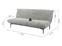 Clearance Sofá-cama VELARIS – Tecido de veludo cinza escuro – Estrutura de madeira – Colchão integrado – Elegante e compacto Sofá