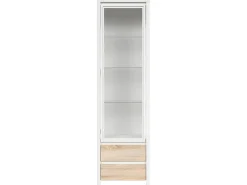 Soren Armário expositor branco e de madeira com 1 porta e 2 gavetas*Petits-Meubles Outlet