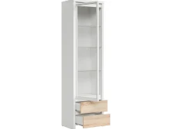 Soren Armário expositor branco e de madeira com 1 porta e 2 gavetas*Petits-Meubles Outlet