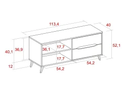 Skraut Home Móvel De Tv*Stand TV 110 2 gavetas + 1 porta,modelo KAI, estrutura de cor carvalho, porta cor . Cinzento