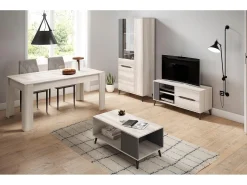 Skraut Home Móvel De Tv*Stand TV 110 2 gavetas + 1 porta,modelo KAI, estrutura de cor carvalho, porta cor . Cinzento