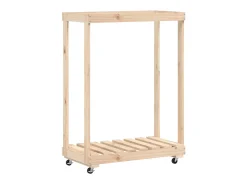 Suporte de lenha c/ rodas 76,5x40x108 cm pinho maciço PT577499^