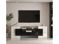 Suporte de TV - 200 x 35 x 60 cm - com LEDs + superfície de vidro - aglomerado -*Merax Hot