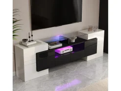 Suporte de TV - 200 x 35 x 60 cm - com LEDs + superfície de vidro - aglomerado -*Merax Hot