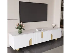 Suporte de TV - 180 x 40 x 44 cm - com 4 portas - pés esféricos - Aglomerado + MDF -^Merax Online