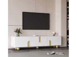 Suporte de TV - 180 x 40 x 44 cm - com 4 portas - pés esféricos - Aglomerado + MDF -^Merax Online