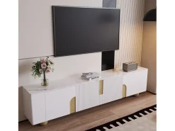 Suporte de TV - 180 x 40 x 44 cm - com 4 portas - pés esféricos - Aglomerado + MDF -^Merax Online