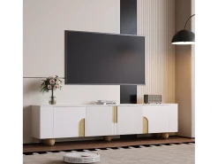 Suporte de TV - 180 x 40 x 44 cm - com 4 portas - pés esféricos - Aglomerado + MDF -^Merax Online