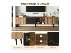 Suporte de TV - 175 x 31,5 x 45 cm - com 3 armários - adequado para TVs de 75 polegadas - aglomerado - natural^Merax New
