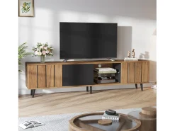 Suporte de TV - 175 x 31,5 x 45 cm - com 3 armários - adequado para TVs de 75 polegadas - aglomerado - natural^Merax New