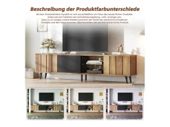 Suporte de TV - 175 x 31,5 x 45 cm - com 3 armários - adequado para TVs de 75 polegadas - aglomerado - natural^Merax New