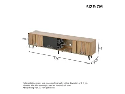 Suporte de TV - 175 x 31,5 x 45 cm - com 3 armários - adequado para TVs de 75 polegadas - aglomerado - natural^Merax New