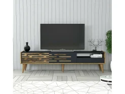 Suporte de TV Dbrunozz, Aparador de sala, Armário de TV baixo, Base de parede equipada, 180x45h35 cm, Antracite e Nogueira^Dmora