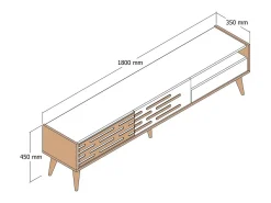 Suporte de TV Dbrunozz, Aparador de sala, Armário de TV baixo, Base de parede equipada, 180x45h35 cm, Antracite e Nogueira^Dmora