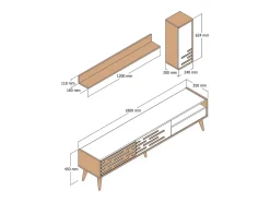 Suporte de TV Dbrunozz, Aparador de sala, Armário de TV baixo, Base de parede equipada, 180x45h35 cm, Antracite e Nogueira^Dmora Best