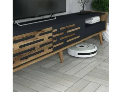 Suporte de TV Dbrunozz, Aparador de sala, Armário de TV baixo, Base de parede equipada, 180x45h35 cm, Antracite e Nogueira^Dmora Best