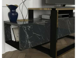Suporte de TV Dgiacint, Aparador de sala, Armário de TV baixo, Base de parede equipada, 160x46h50 cm, e Dourado*Dmora Hot